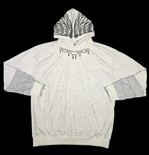 Jujutsu Kaisen Ten Shadows Pullover Hoodie Embroidered Anime Streetwear Gray XL